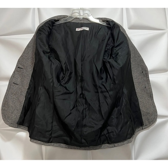 Vintage Saint Laurent 38 Women Sz 6 Black Houndstooth Wool Jacket Skirt Suit Set - Picture 6 of 16
